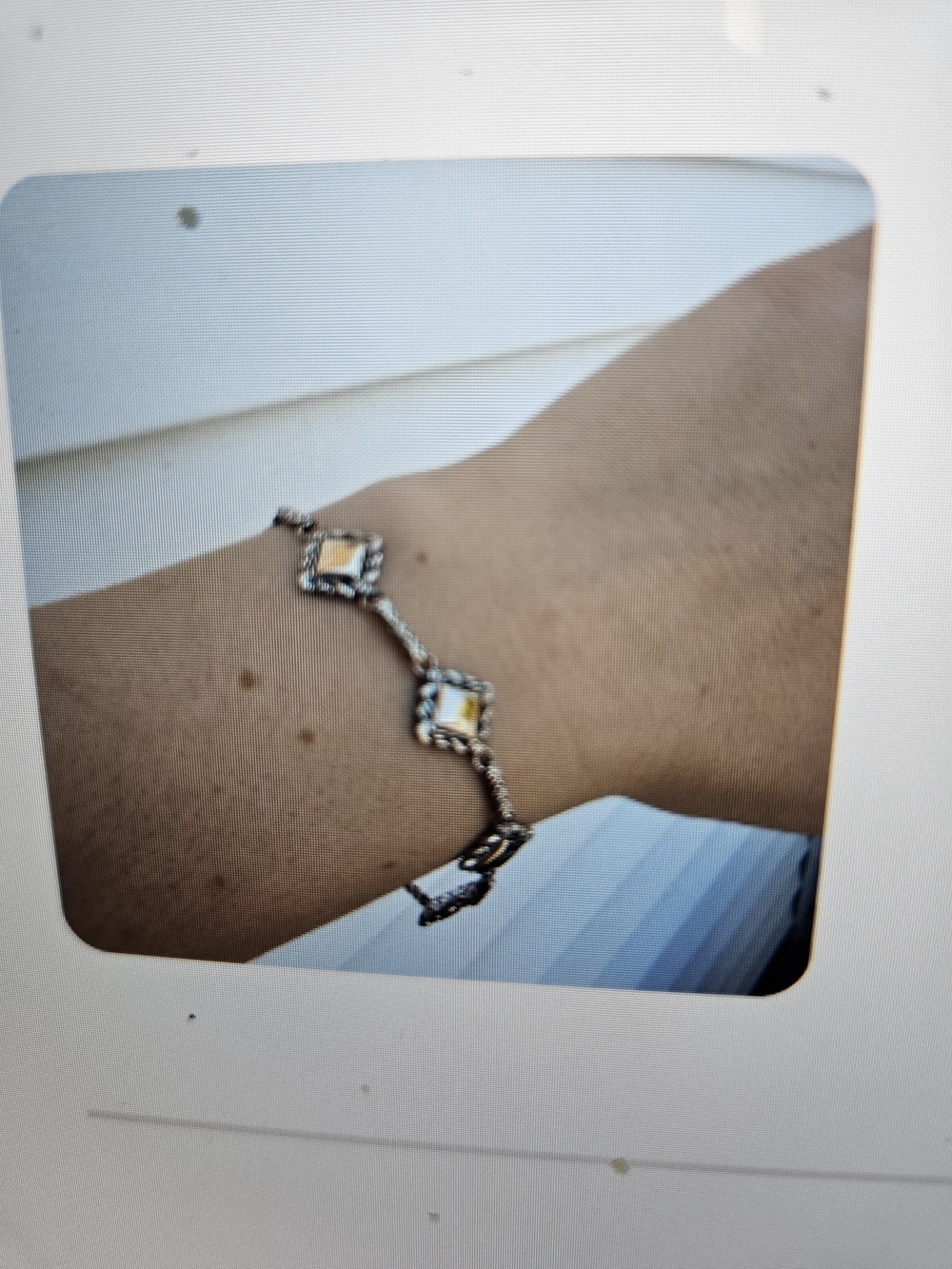 Sterling Link Bracelet with Yellow Square Gems Jai